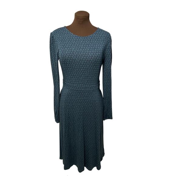 NWT Boden Camille Jersey Knit Long Sleeve Green Navy Midi Dress Size 8R - Picture 2 of 12